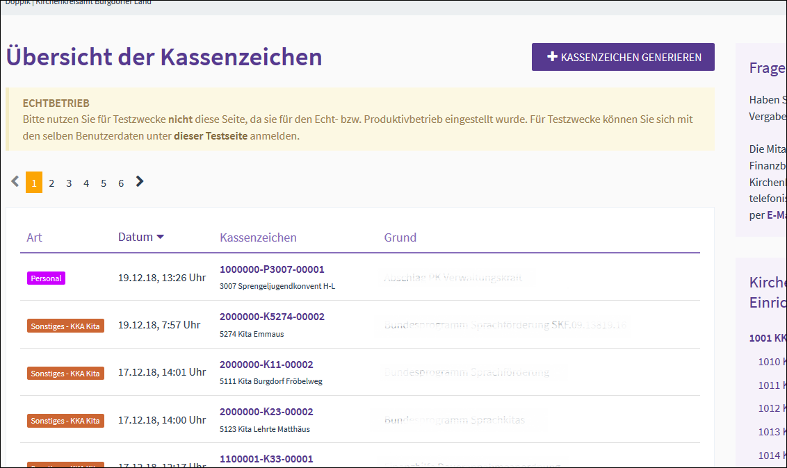 Kassenzeichen Anleitung - Schritt 3 - Übersicht